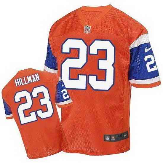 Nike Broncos #23 Ronnie Hillman Orange Throwback Mens Stitched NFL Elite Jersey